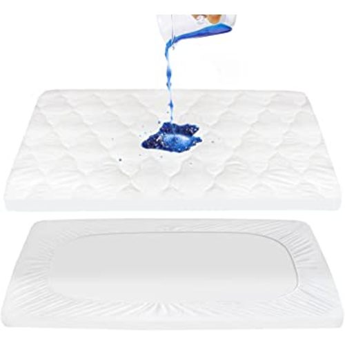 Pack N Play Mattress Pad Sheets Cover Waterproof, Soft Quilted Pack and Play Protector, 27" X 39" Fit Graco Pack N Play Crib Baby Portable Mini Cribs and Foldable Mattresses Pad
