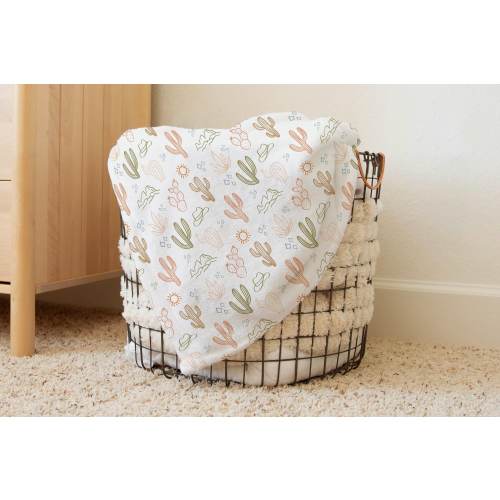 Western Cowboy Cowgirl Baby Blanket, Boho Cactus Rodeo Ranch Nursery Theme Throw Blanket Décor, Shower Gift Newborn Girl Boy, soft swaddle