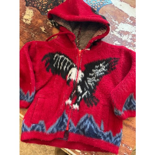Vintage Red Tejidos Ruminahui Wool Hooded Zip Up Eagle Hoodie baby 12 m