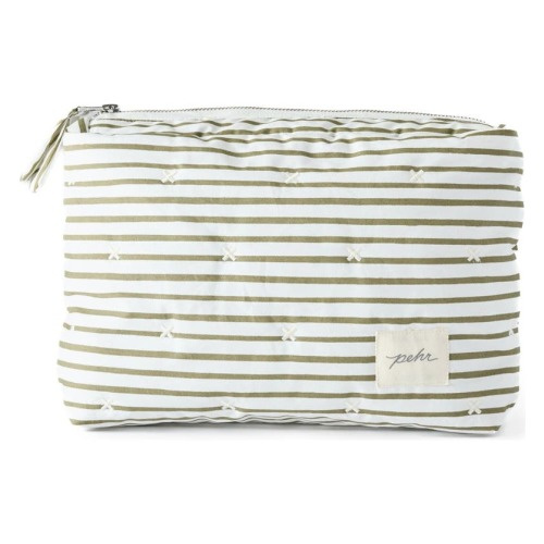 Pehr Water Resistant Coated Organic Cotton Pouch, Stripes Away Olive