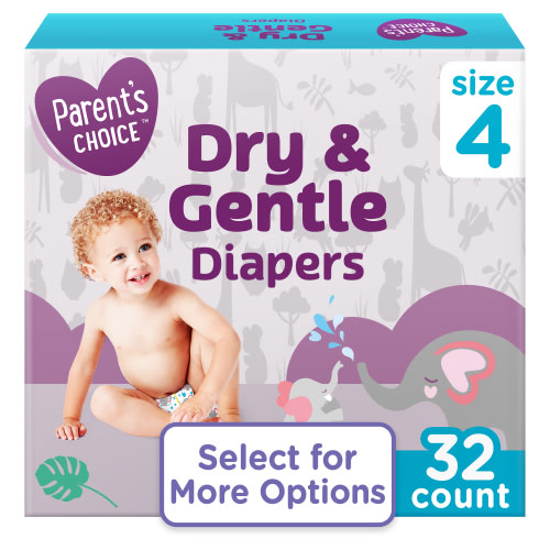 Parent's Choice Dry & Gentle Diapers Size 4, 32 Count (Select for More Options)