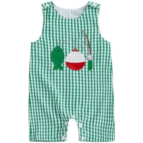 Newborn Baby Boy Fishing Outfit Sleeveless Jumpsuit Onesie Overalls Summer Clothes 3 6 12 18 Month Romper