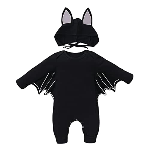 Sanpersonlin Kids Halloween Bat Outfits Baby Boys Girls Halloween Romper One-Piece Jumpsuit Bats Toddler Bodysuit Pants Set