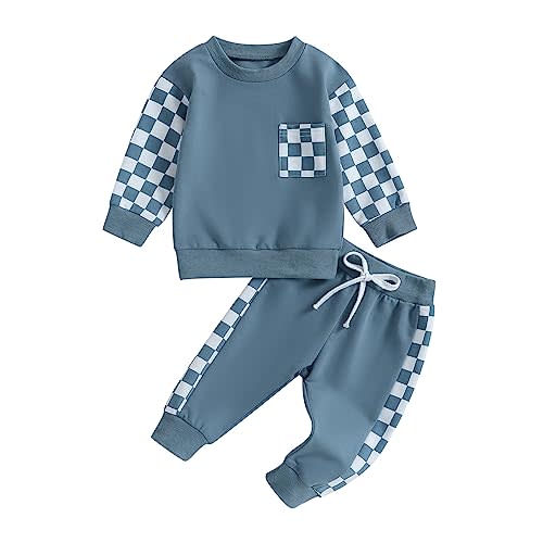 Toddler Baby Boy Fall Winter Outfit Contrast Color Long Sleeve Sweatshirts Stretch Jogger Pants Newborn Clothes Set