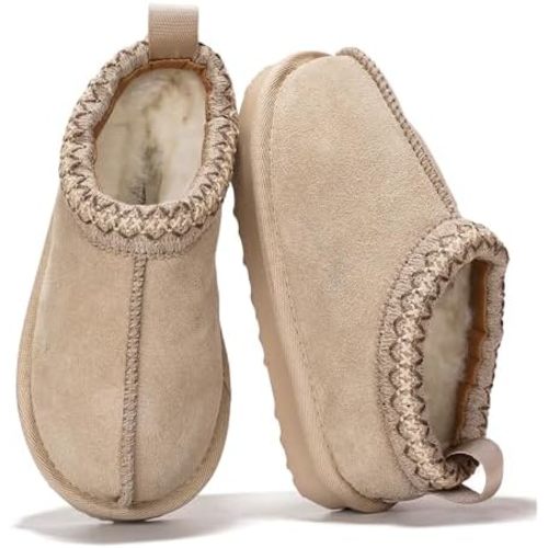 Project Cloud Genuine Leather & Australian Shearling Slippers for Kids - Memory Foam Fuzzy & Non-Slip Fluffy Slippers Girls Footwear & Boys Footwear, Kids Unisex Shoe (Dream Warm)