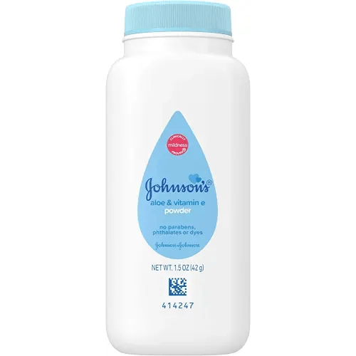 Johnson's Baby Naturally Derived Cornstarch Baby Powder with Aloe and Vitamin E for Delicate Skin, Hypoallergenic and Free of Parabens, Phthalates, and Dyes for Gentle Baby Skin Care, 1.5 oz