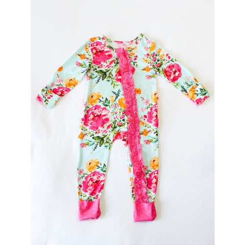 Cloud Layette - Spring Zinnias Light Blue