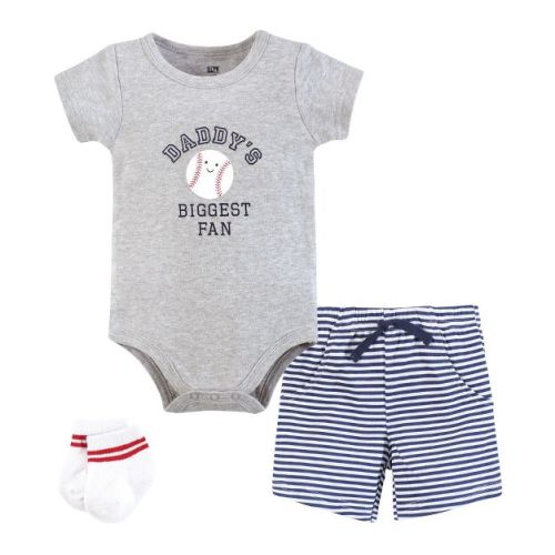 Hudson Baby Infant Boys Bodysuit, Short and Sock, Baseball Biggest Fan, 3-6 Months