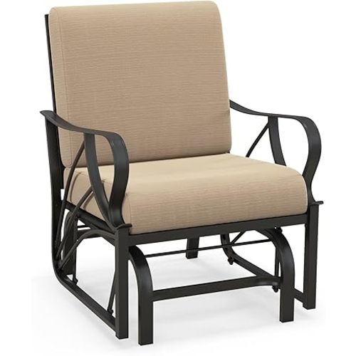 Giantex Patio Glider, Outdoor Rocking Chair with Thick Cushion