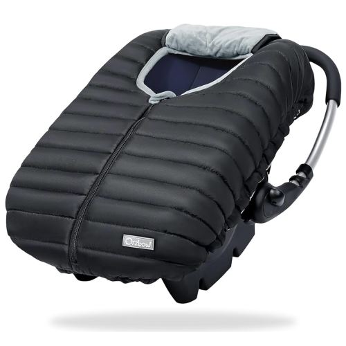 Orzbow Enfant Car Seat Covers - Cocoon Baby Cover for Boys & Girls, Rain & Snow Repellent, Breathable Windproof, Winter Protector, Center Zipper, Universal Fit for Infant Car Seat (0-12M), Black