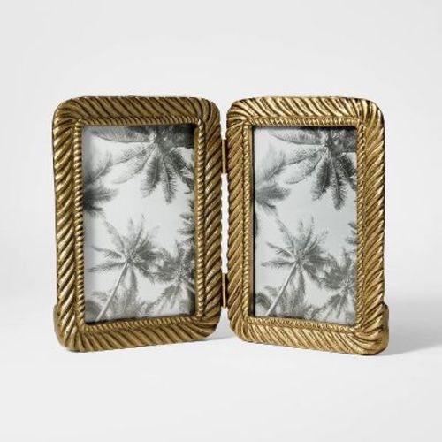 4"x6" Metal Rope Folding Picture Frame Brass - Threshold™ designed with Studio McGee