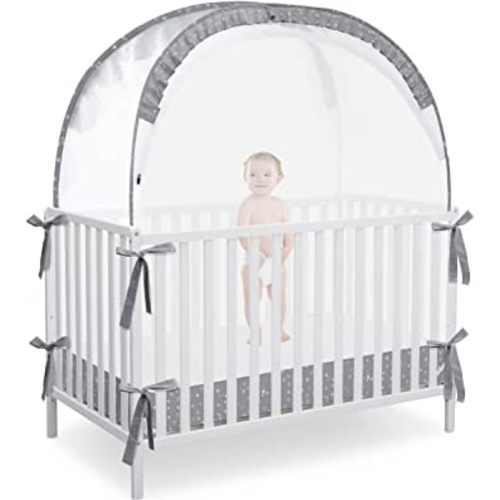 Pop Up Baby Crib Tent, Crib Net Canopy to Keep Baby in, Crib Mosquito Net with Viewing Window, Soft Mesh Cover & Pop Up Structure