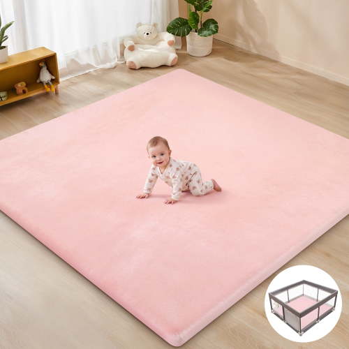 babyeap Baby Play Mat,50"x50" Playpen Mat,1.3" Extra Thick Crawling Mat for Floor Cushion,Removable Washable Cover Playmat for Babies Toddlers Infant,Pink
