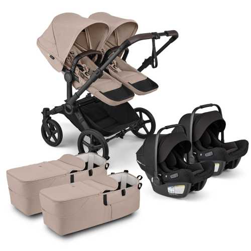Bugaboo Donkey 6 + Turtle Air Shield Twin Travel System Bundle - Black / Desert Taupe Melange / Desert Taupe Melange