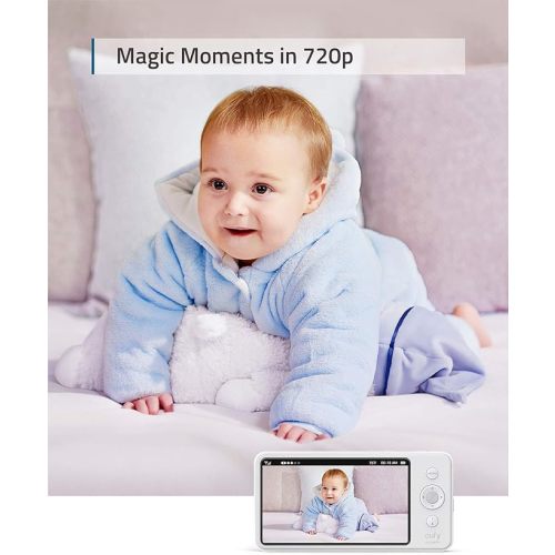 eufy Security, SpaceView Pro Video Baby Monitor with 5" Screen, Two-Way Audio, Security Camera, 720p, Pan & Tilt, Night Vision, Lullaby Player, Wide Angle Lens Not Included (No App Required) - white