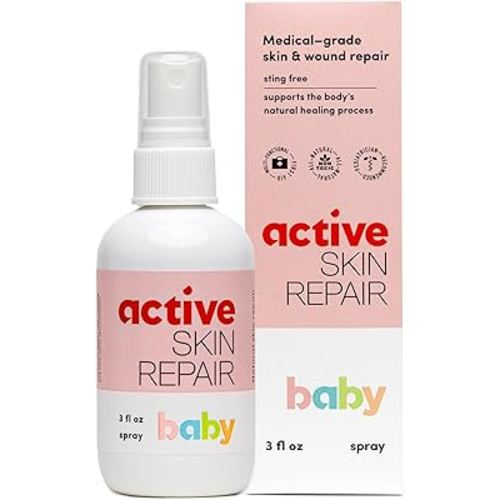 Active Skin Repair Natural, Non-Toxic, No Sting Baby Spray First Aid Safe For Use on Diaper Rash, Baby Acne, Eczema, Cuts, Wounds, Scrapes, and Other Skin Irritations (3 oz. Spray)