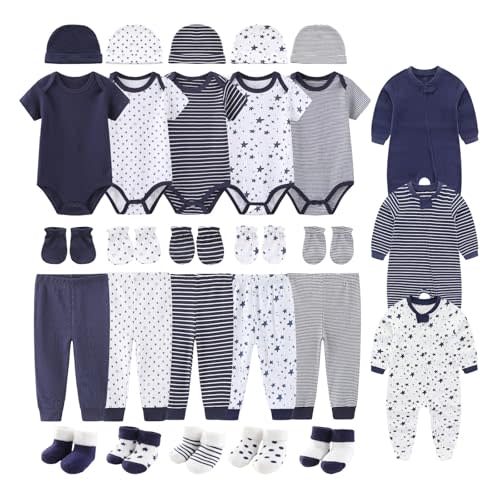 28 Pack Unisex Baby Layette Set Boy Girl Pants+Rompers+Short Sleeve Bodysuits+Hats+Gloves+Socks New Born Outfit
