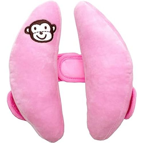 Adjustable Travel Pillow for Toddler, Portable Head Support for Car Seats for Newborn, Banana Stroller Headrest Pillow for Baby, Headrest Head Protection Pillow, Pink