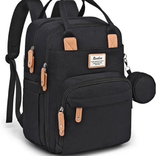 RUVALINO Diaper Bag Backpack, Multifunction Travel Pack Maternity Baby Changing Bags, Large Capacity, Waterproof, Black