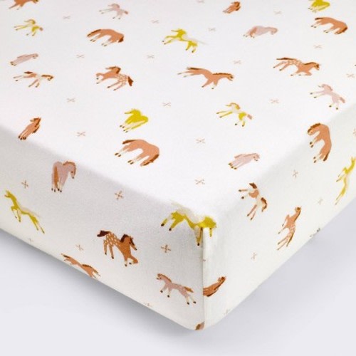 Cotton Fitted Crib Sheet - Horses - Cloud Island™: 200 Thread Count, 1-Pack, Standard Crib/Toddler