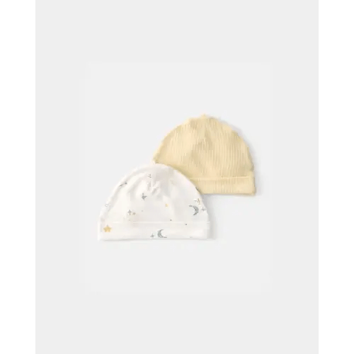Baby 2-Pack Constellation PurelySoft Caps - Yellow/Cream | Carter's