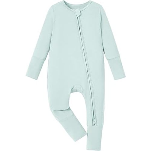 PATPAT Baby Pajama with Bamboo Viscose, Footie Jumpsuit Romper with 2-Way Zipper for Baby Boy Girl Toddler Sleeper Sleepwear