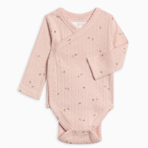 Hilda Brushed Back Pointelle Long Sleeve Kimono Bodysuit