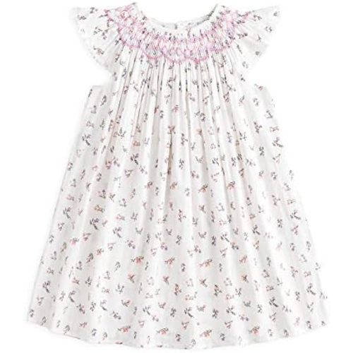 Simplee kids Baby Girl Smocked Dress Summer Casual Short Sleeve Dresses Floral Print Sundress Princess Dress for Toddlers