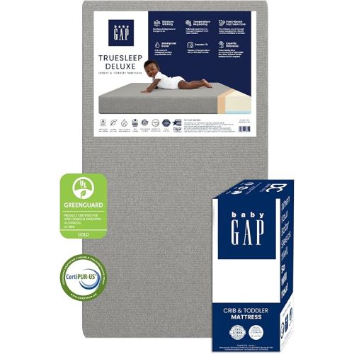 GAP babyGap TrueSleep 2-Stage Deluxe Crib and Toddler Mattress - Waterproof - GREENGUARD Gold Certified – Temperature Regulating – Moisture Wicking