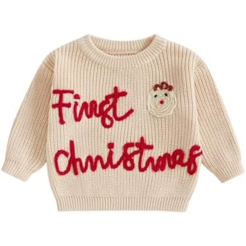 MoZiKQin Baby Christmas Outfit Boy Girl First Christmas Sweater Infant Toddler Knit Ugly Sweaters Fall Winter Clothes