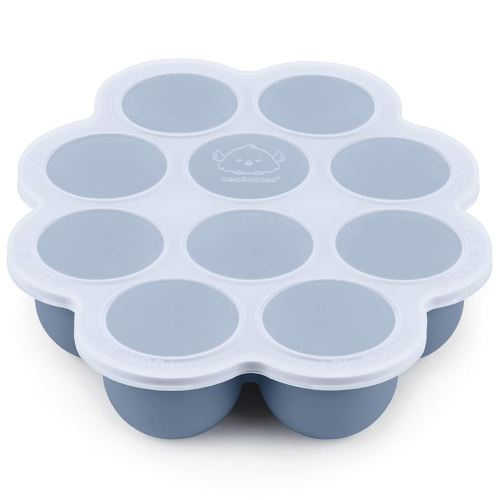 KeaBabies Silicone Food Freezer Trays with Lid, 2oz x 10 Pods Baby Food Storage Containers, Easy Puree Meal Prep, Breast Milk Silicone Freezer Molds, Dishwasher, Microwave Safe, BPA-Free (Slate)