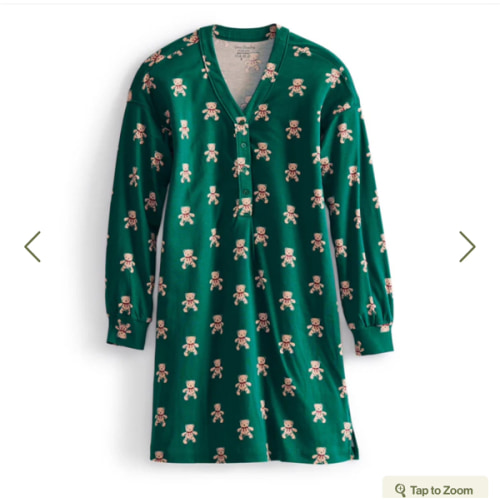 Henley Night Dress - Bear Mosaic / Extra Small