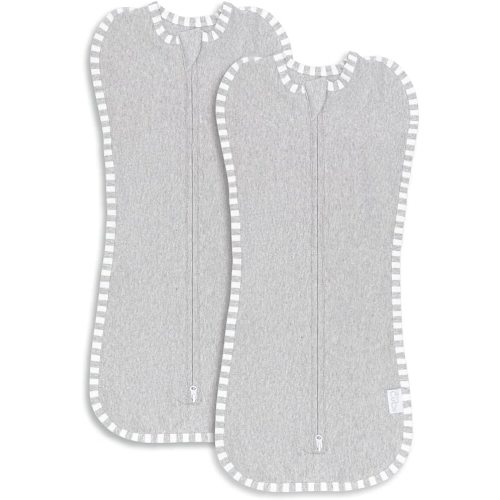 Comfy Cubs Swaddle Blanket Baby Girl Boy Easy Zipper Wrap 2 Pack Newborn Infant Sleep Sack (Small 0-3 Months, Grey)