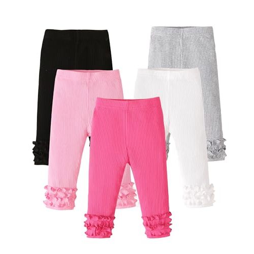 Baby Girl Pants Leggings 5-Pack 0-24 Months Newborn Baby Leggings Toddler Girl Pants 2-3T Bell and Ruffle Bottoms