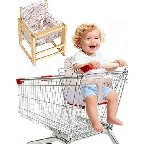 Grocery Cart Cover for Babies Soft Foam Padding Baby Cart Covers Machine Washable Foldable Portable for Shopping Car Seat Swing for Infant Boy Girls (Oatmeal)