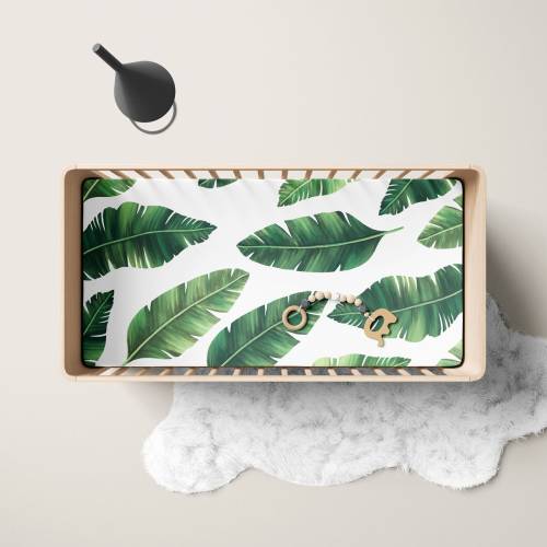 Modern Boho Banana Leaves Baby Crib Sheet