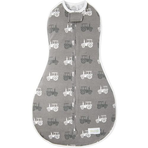 Woombie Original Baby Swaddling Blanket - Soothing, Cotton Baby Swaddle - Wearable Baby Blanket, Tractors, 14-19 lbs