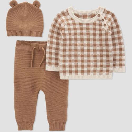 Carter's Just One You® Baby Boys' Checkered Top & Bottom Set - Cream/brown 12m