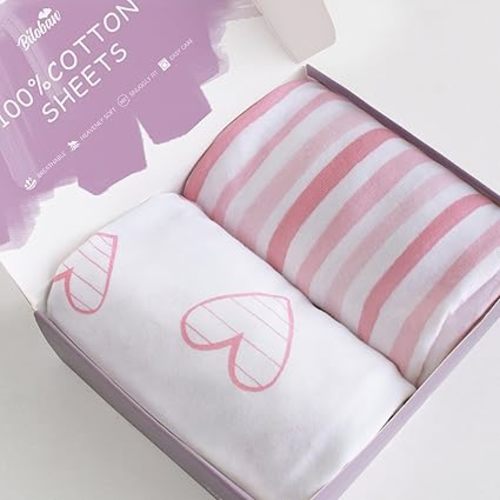 Bassinet Sheets Fit for Fodoss, Graco Travel Lite, AMKE (31''x 20"), Cloud Baby, RICUTON, Yacul and Simmons Kids Bassinet(not for Twins), 2 Pack, 100% Cotton Breathable and Soft, Pink Print