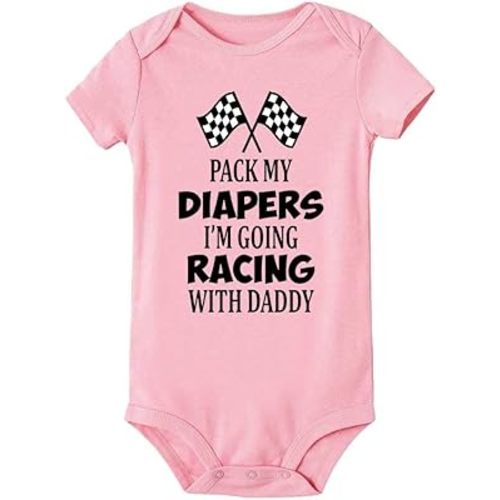 Pack My Diapers I'm Going Racing with Daddy One-Piece Newborn Clothing Long Sleeve
