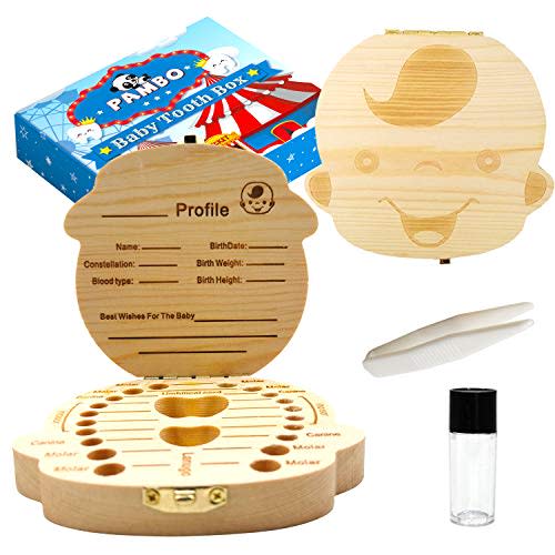 PAMBO Baby Tooth Fairy Box Keepsake For Lost Tooth Boys| Tooth Holder for Kids | Baby Shower & Birthday Gifts
