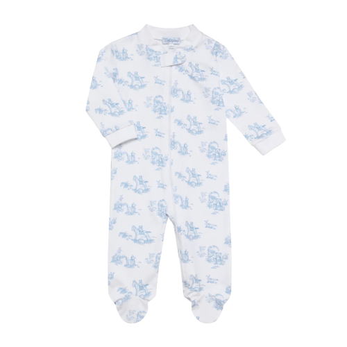 Blue Toile Zippered Footie