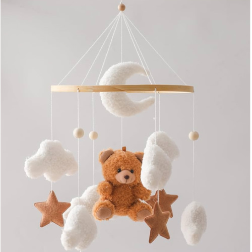 Baby Crib Mobile Bear Nursery Mobile Nursery Decor Mobile for Bassinet Newborn Baby Gift（Brown Bear）