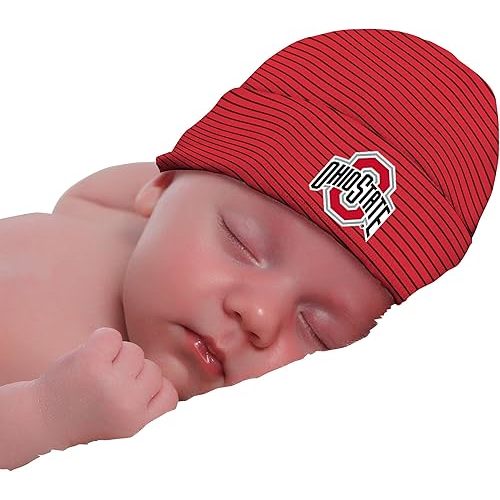 Two Feet Ahead Striped Baby Hat for Boys and Girls-Softly Knitted Infant Baby Beanie