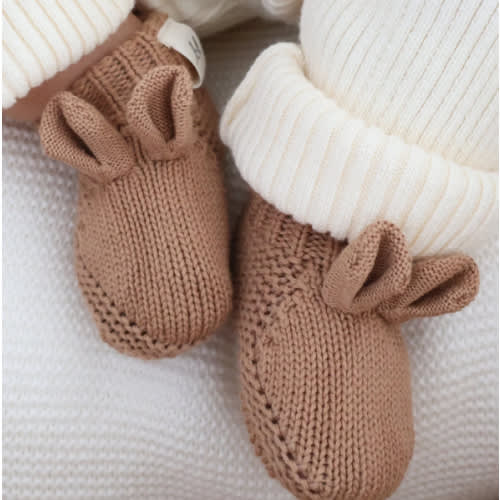 Little Bear Baby Booties - Acorn