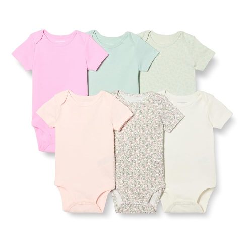Amazon Essentials Unisex Babies' Short-Sleeve Bodysuits, Multipacks