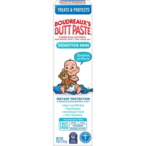 Amazon.com: Boudreaux's Butt Paste for Sensitive Skin Diaper Rash Cream, Ointment for Baby, 4 oz Tube : Baby
