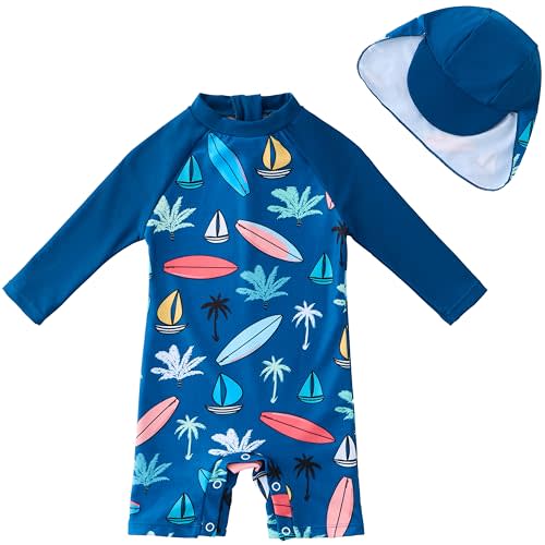 UMELOK Baby Boys UPF 50+ Sun Protection One Piece Rashguard Swimsuit with Snap Bottom