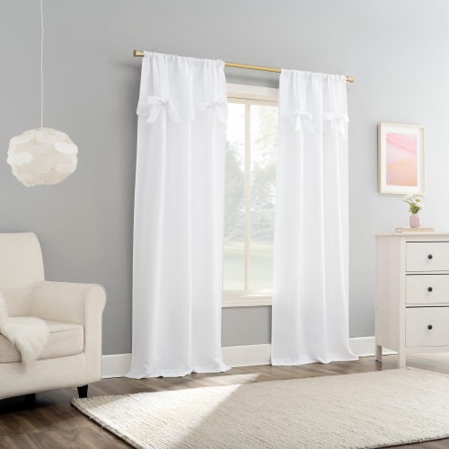 Sun Zero Emma Generation Bow Valance Semi-Sheer Rod Pocket 1-Piece Curtain Panel, Single Panel
