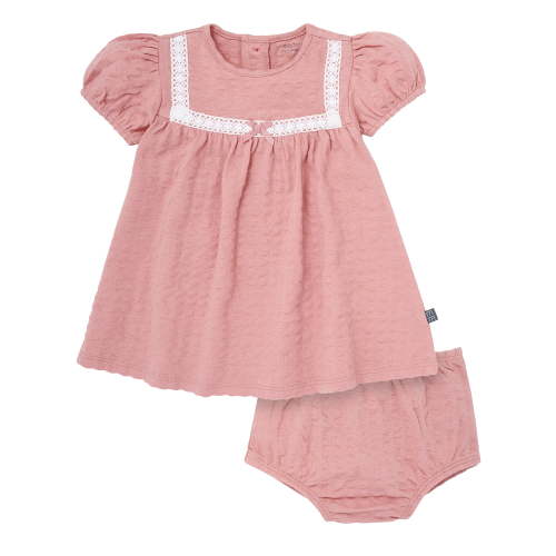 Modern Moments by Gerber Baby Girl Dress With Ribbon Lace and Diaper Cover Set, 2-Piece, Sizes 0/3 Months - 24 Months